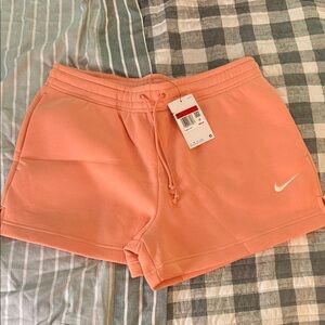 Nike Women's Peach Pull-On Athletic Shorts with White Swoosh NWT Large